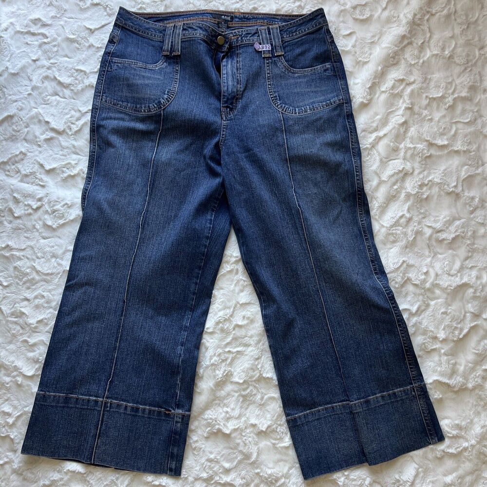 Ana Denim Capri Stretch Blue Jean Culottes Button Flap Back Pockets Womens 16
